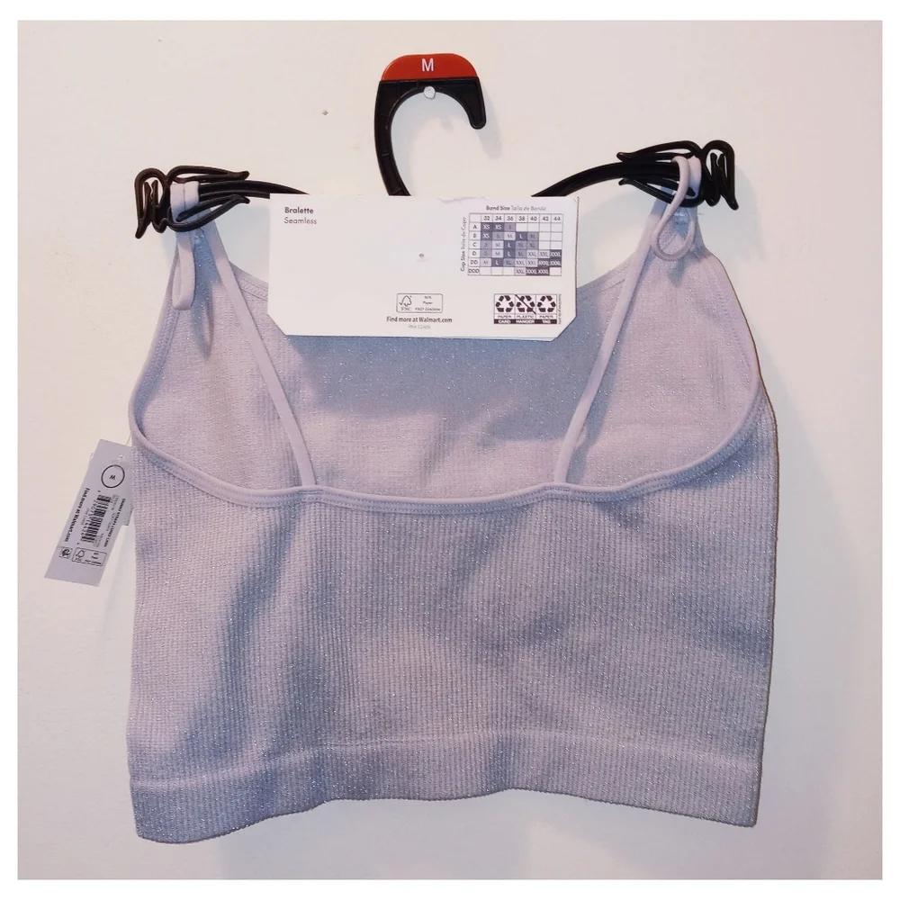 Shimmer Ribbed Strappy Cami Bralette - Gray